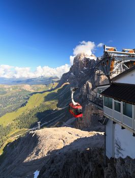 aerial view of Primiero valley and Rolle pass from Rosetta -  Pale di San Martino mount, Italy