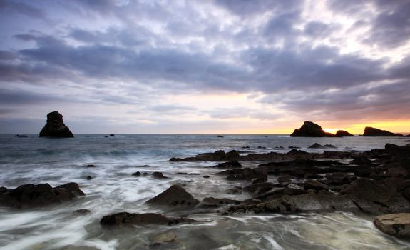 Rocks at Mupe Bay at sunset, Dorset