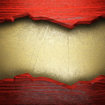 wood on golden wall made in 3D