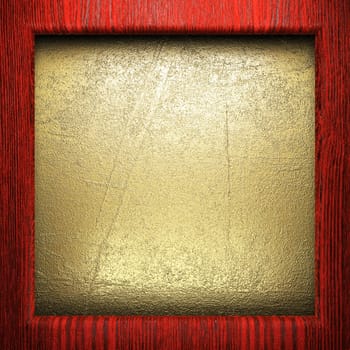 wood on golden wall made in 3D