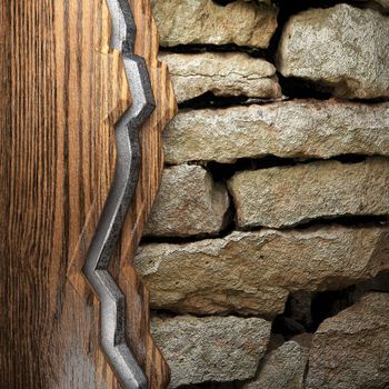 wood on wall made in 3D