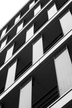 Abstract black and white infrared photography of modern architecture.