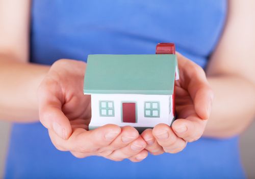 Little house toy in woman's hands