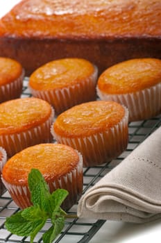 Citrus cupcakes and cake with lemon glaze