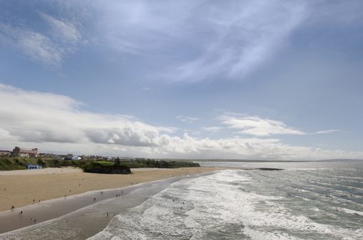 ballybunion in summer with panaramic view of the town and beach