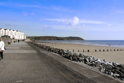 Youghal beach promenade on a quiet summers afternnon in Ireland