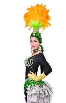 cabaret dancer isolated on a white background