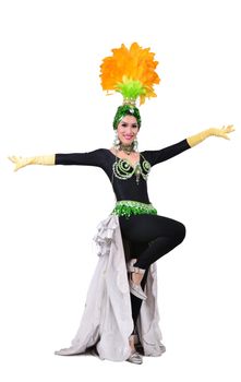 cabaret dancer isolated on a white background