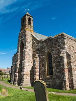 The very old church on the Holy Island in Great Britain