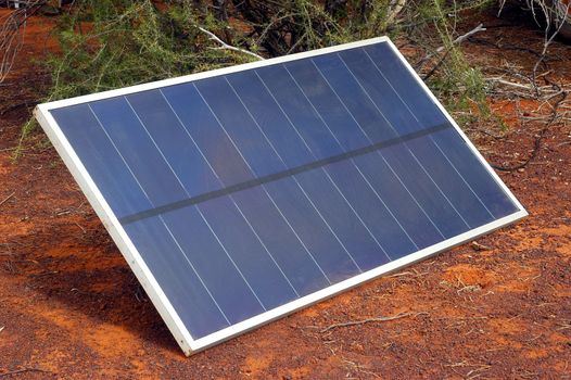 Solar panel in the Australian bush for the refill of the batteries of the electronic devices