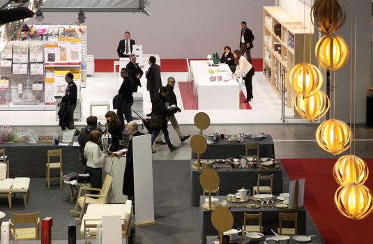 People visiting home accessories and furnishing stands at Macef, International Home Show Exhibition January 24, 2013 in Milan, Italy.