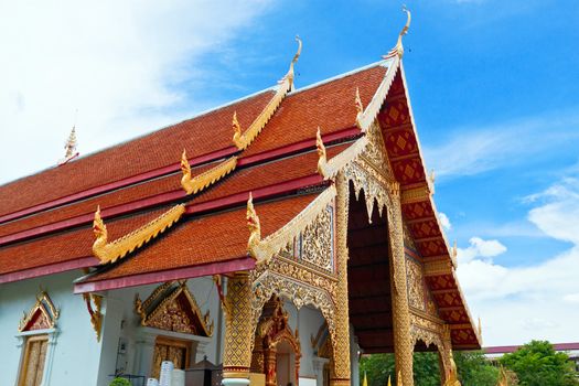 Thai northern style church of Wat chadi liam in Chiang Mai Thailand 
