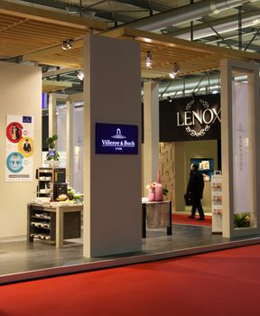 People during home accessories and furnishing stands visit at Macef, International Home Show Exhibition January 24, 2013 in Milan, Italy.