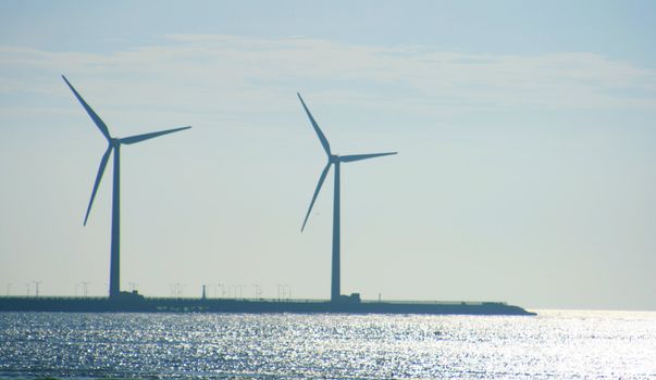Wind turbines in seacoast