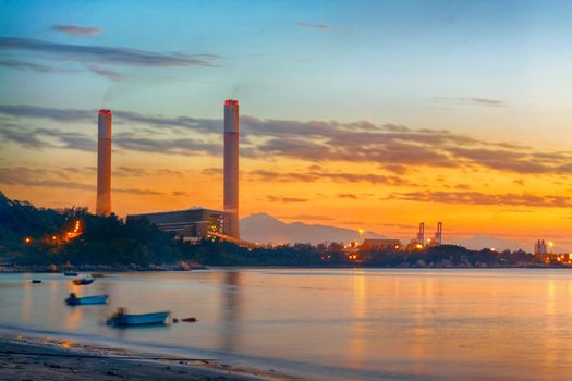 sunset of Petrochemical industry  , power plant