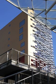 Architecture details, one of the building at Fiera di Milano area hosting Macef, International Home Show in Milano, Italy.