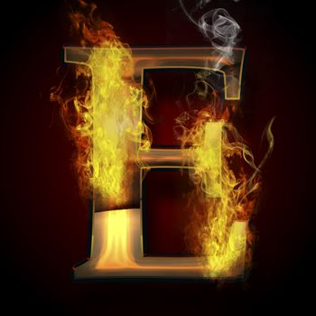 E, fire letter illustration