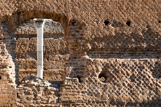 Ancient roman bricks walls and window at Villa Adriana in Tivoli - Roma - Italy