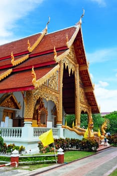 Thai northern style church of Wat chadi liam in Chiang Mai Thailand 