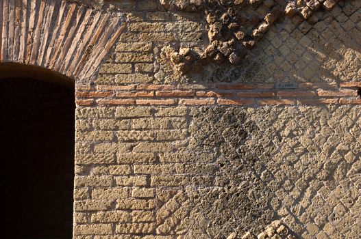Details of ancient roman bricks wall at Villa Adriana in Tivoli - Roma - Italy