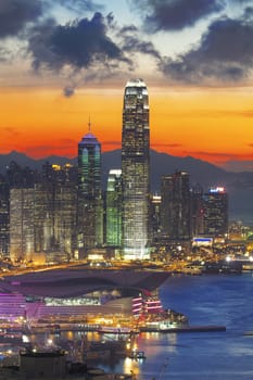 office building at sunset in hong kong 