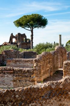 Roman constructions ruins at Villa Adriana tivoli - Roma - Italy