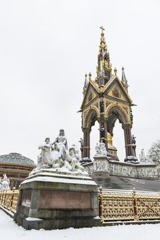 Albert Memorial in covered in snow after three days of blizzards.