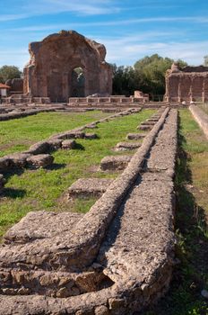 Ruins in Piazza D'oro at Villa Adriana In Roma - Italy