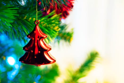 Christmas tree with christmas golden bauble 