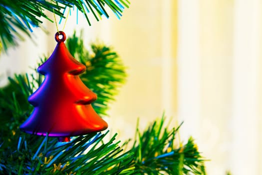 Christmas tree with christmas golden bauble 