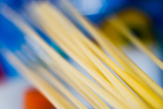 spaghetti macro on a blur background