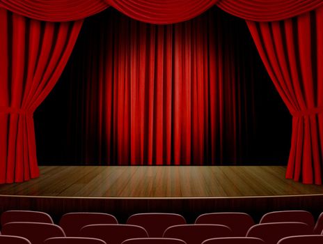 Theater curtains and red seats