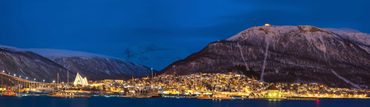 Panorama Landscape of Tromso City at dusk Troms, Norway