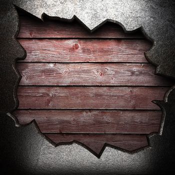 metal on wooden wall