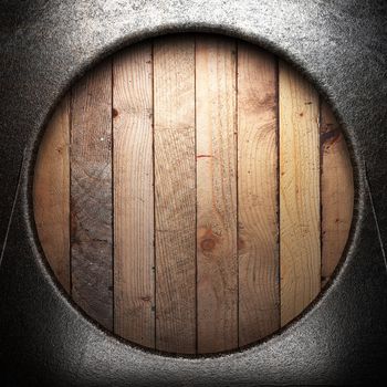 metal on wooden wall