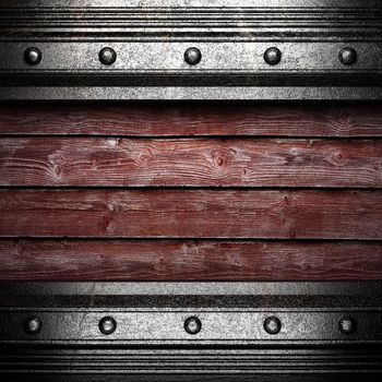 metal on wooden wall
