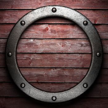metal on wooden wall