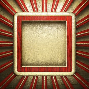 wood on golden wall made in 3D