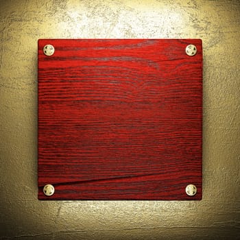 wood on golden wall made in 3D