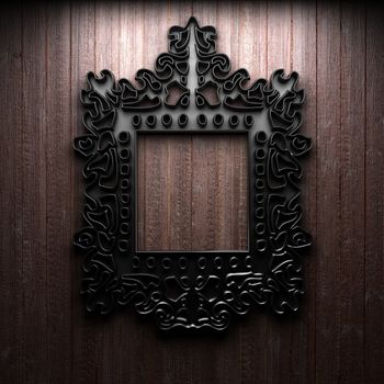 Retro frame on wooden wall