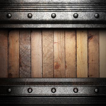 metal on wooden wall