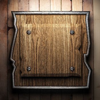 wooden plate on wall made in 3d