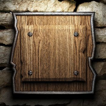 wooden plate on wall made in 3d