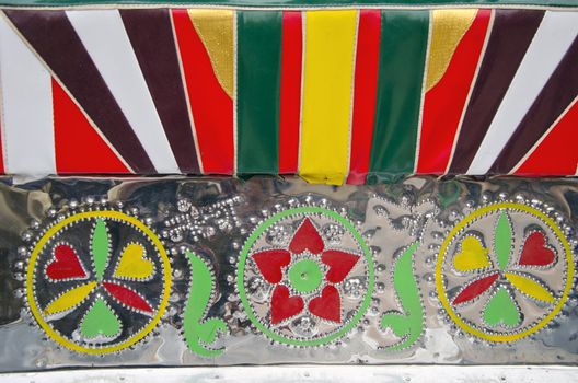 ornamental rickshaw carriage seat background in Varanasi, India