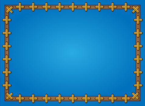 blue background framed with golden cross pattern