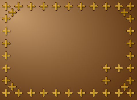 brown background framed with golden cross pattern