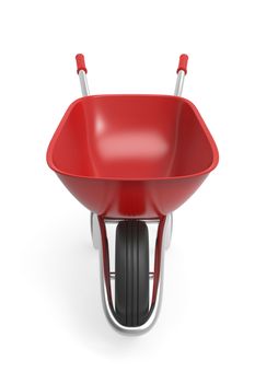 Front view of wheelbarrow, 3d rendered image