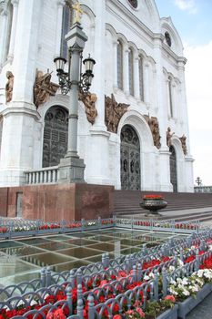 The entrance of Cathedral of Jesus Christ the Savior in Moscow, Russia