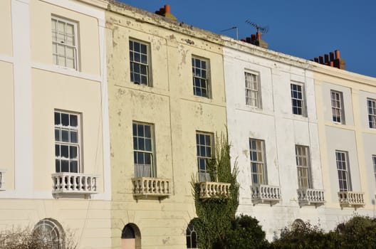 Row of coastal town houses