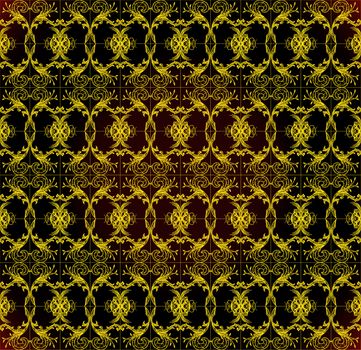 Geometrical gold floral pattern at dark background